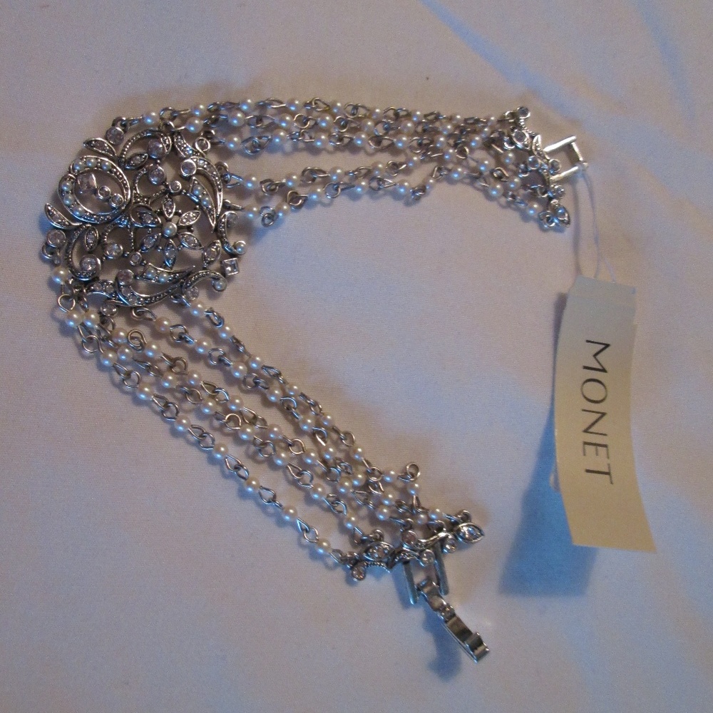MONET PEARL FLORAL CENTER BRACELET , DECORATIVE CL - Picture 5 of 5